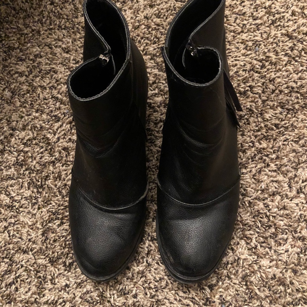 Black leather booties